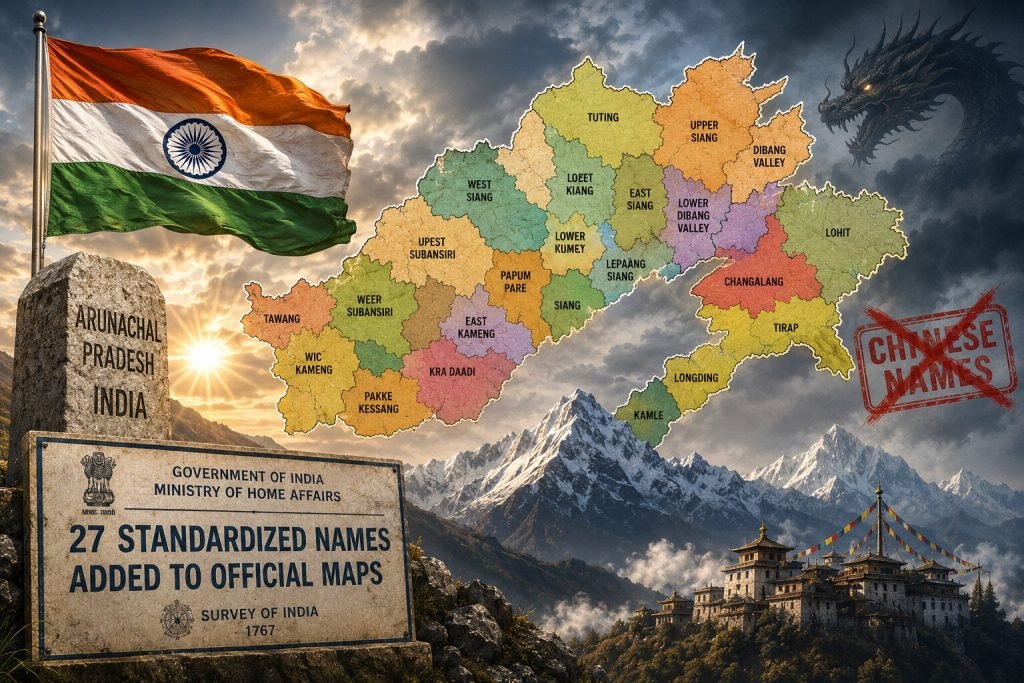 India names 27 locations in Arunachal Pradesh on official maps, countering China’s repeated attempts to rename places in the border state.
