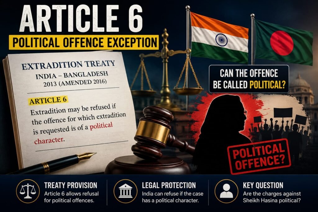 Can Bangladesh force India to extradite Sheikh Hasina? The 2013 treaty, political offence exception and legal hurdles explained.
